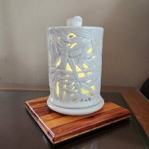 Andrea By Sadek White Porcelain Reticulated Two Piece Candle Holder / Fairy Lamp